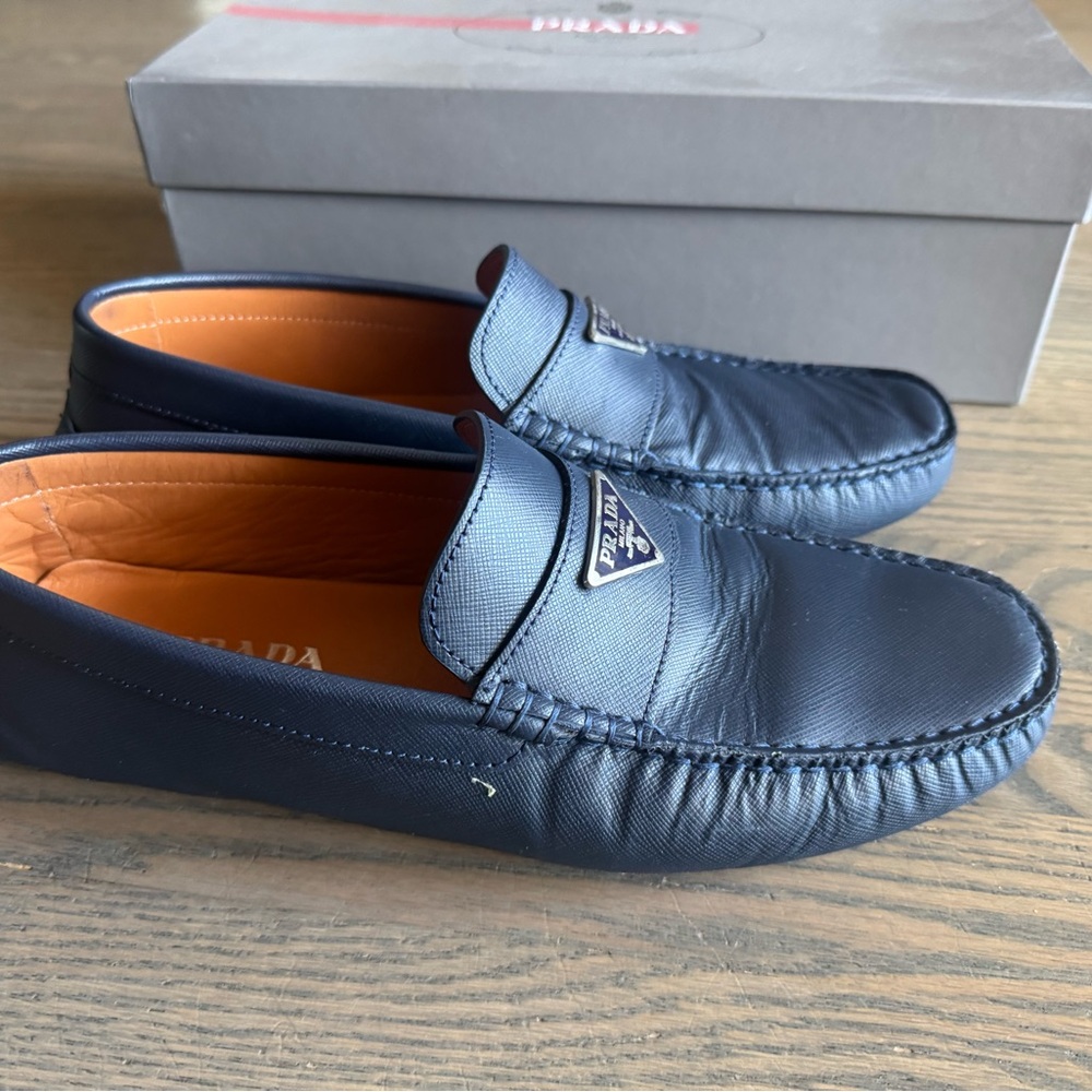 Prada Navy Loafers